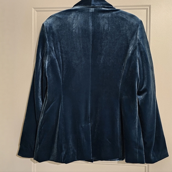 INC Velour Velvet Teal Blue Blazer Jacket Size Pet/Large - Picture 5 of 6